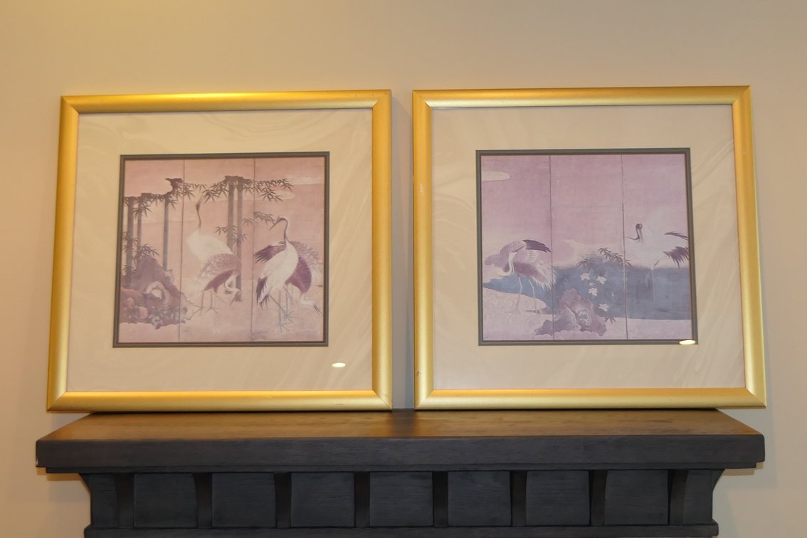 Pair of Asian Prints Featuring Cranes`