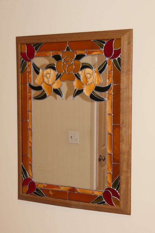 Leaded Glass Style Wall Mirror