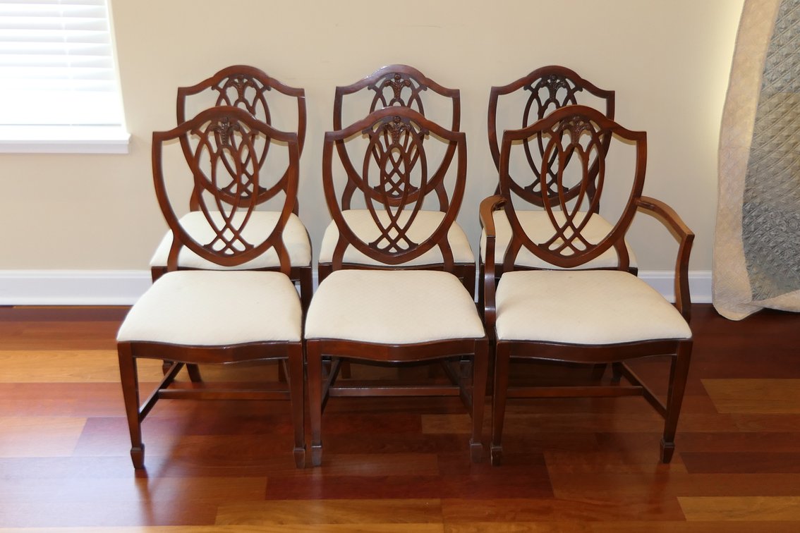 Six Shield Back Mahogany Dining Chairs