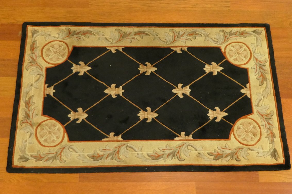 Wool Black Accent Rug