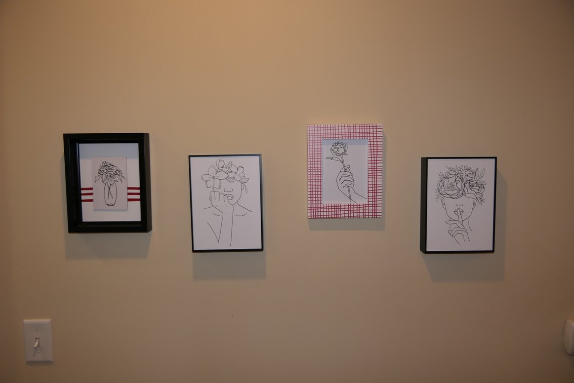 Four Line Drawing Prints on Panels