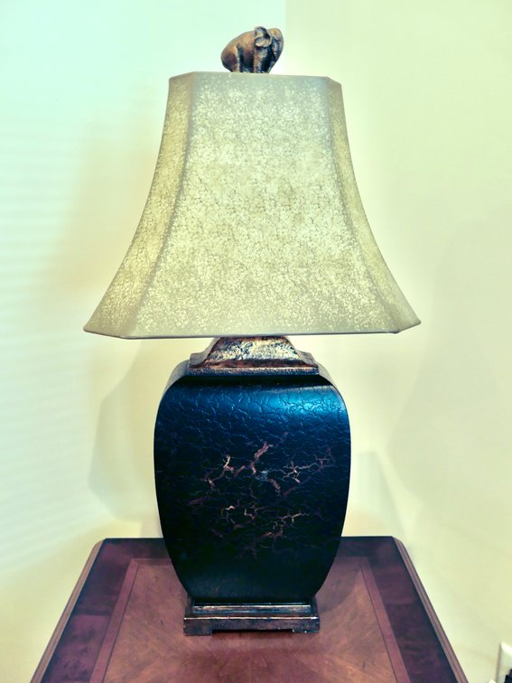 Uttermost Crackled Urn Table Lamp with Elephant Finial