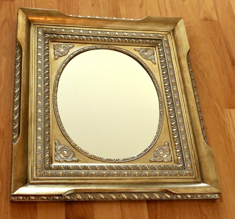 Ornate Silver and Gold Tone Framed Mirror