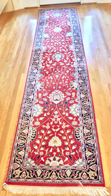 Hand Knotted Floral Runner Rug