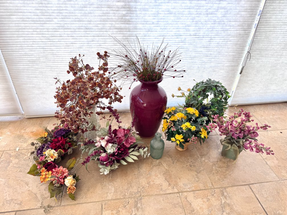 Faux Floral Arrangements and Pots