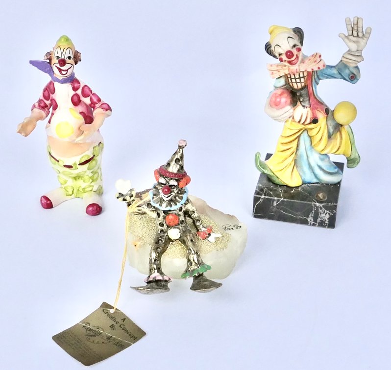 Three Circus Clown Figurines