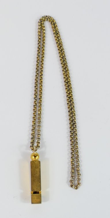 Gold Tone Whistle Pendant Necklace