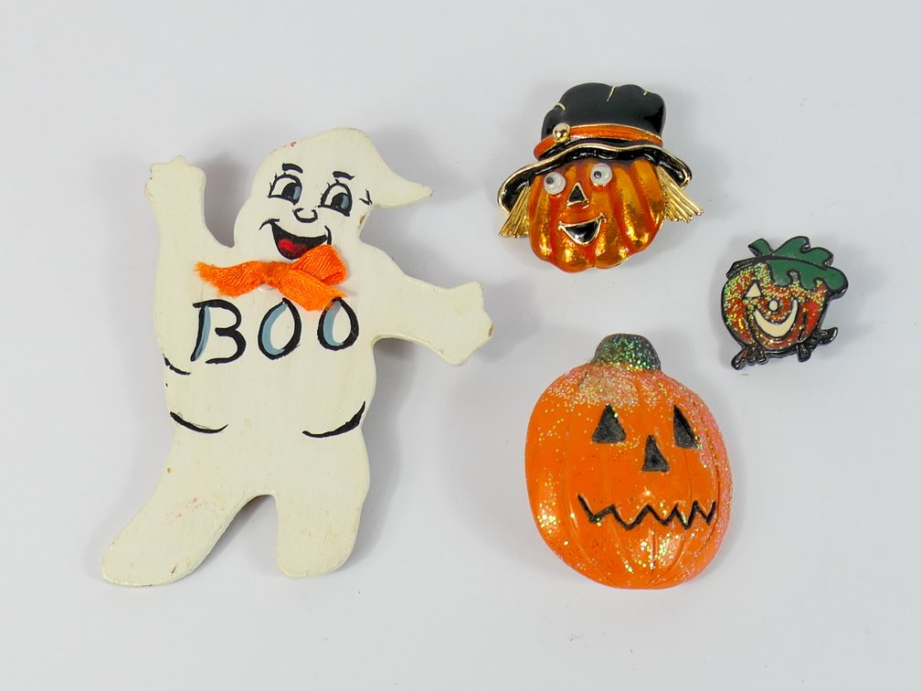 Four Halloween Themed Brooches