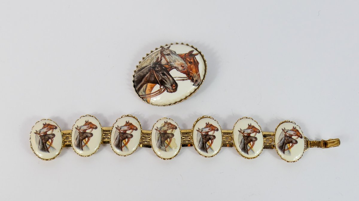 Vintage Equestrian Porcelain Jewelry