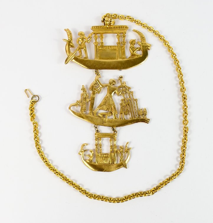 Kenneth Lane Egyptian Revival Cleopatra's Pleasure Barge Necklace