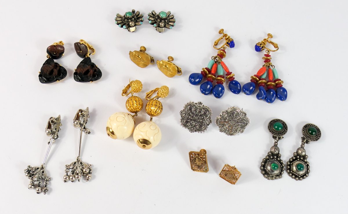 Nine Pair Clip-on Earrings