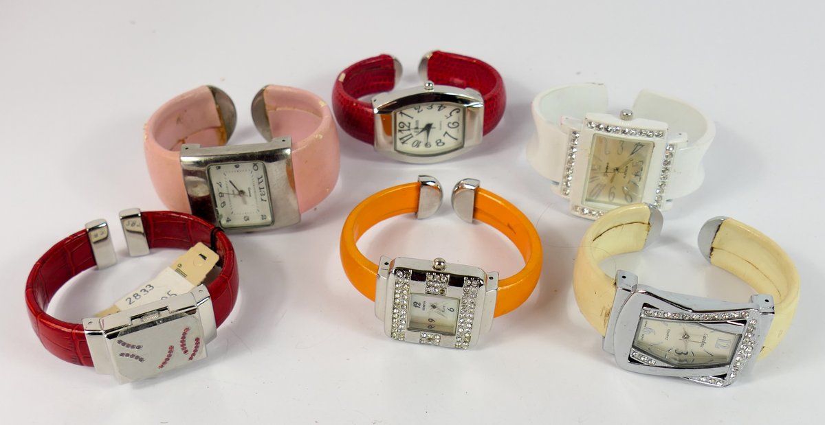 Six Fashion Cuff and Bracelet Wrist Watches