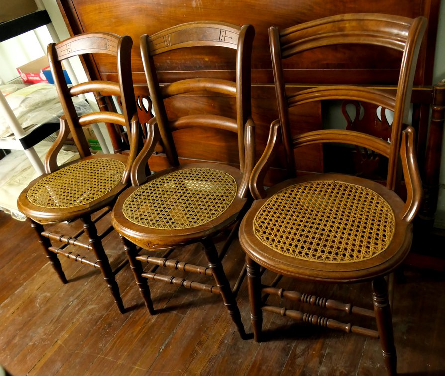 Set of (3) Victorian Eastlake Walnut Parlor or Dining Chairs