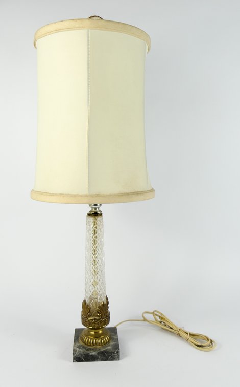 Vintage Glass and Brass Table Lamp
