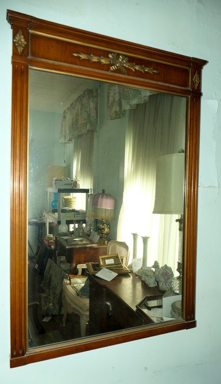 Circa 1950's Mahogany Finish Wall Hanging Mirror