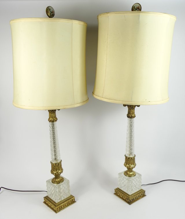 Pair of Cut Crystal Table Lamps