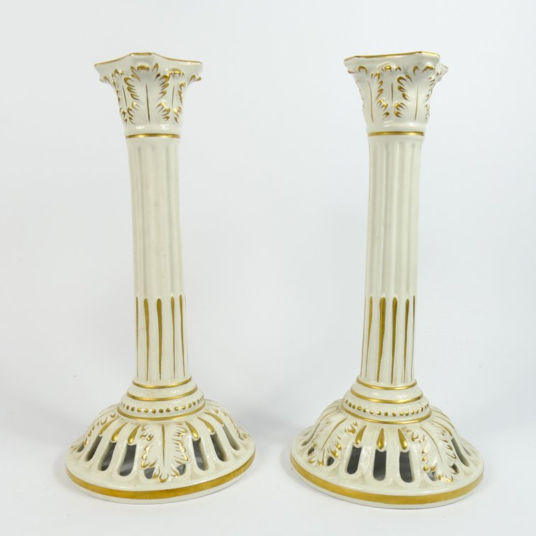 Pair of Neoclassical Column Style Italian Style Made Candlesticks