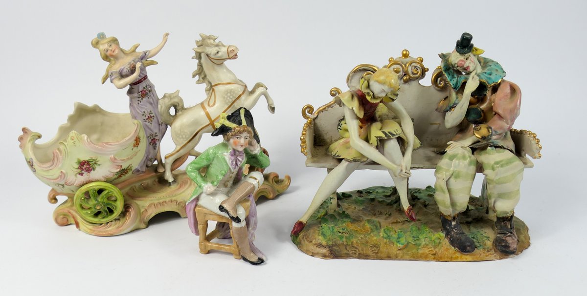Three Hand Painted Porcelain Figurines