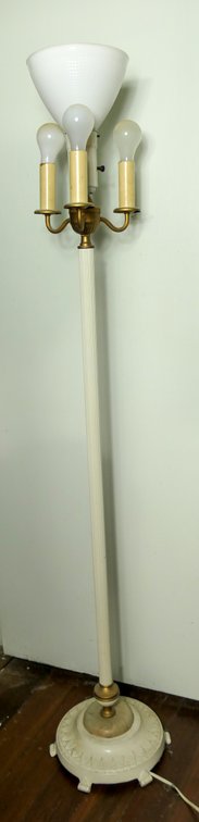 Circa 1930's Circular Footed Reeded Pole Lamp