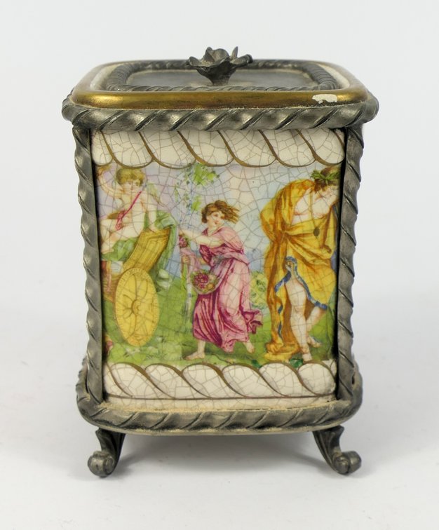 Italian Footed Hand-painted Art Nouveau Aesthetics Caddy