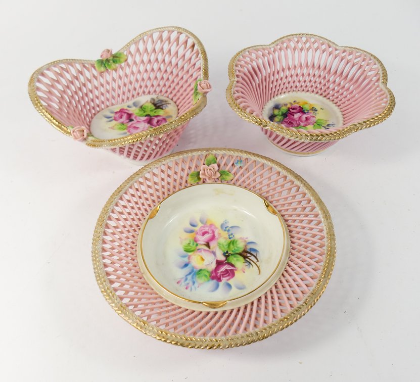 Pink Porcelain Lattice Style Trinket Dish