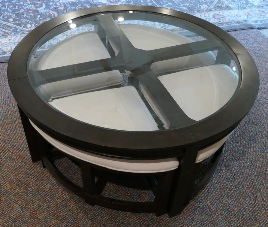 Round Coffee Table and Wedge Seating