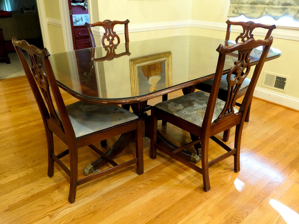 Mahogany Finish Dining Table and Chairs