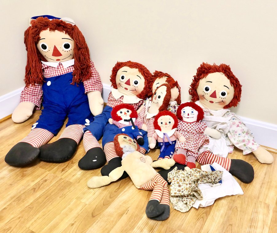Collection of Raggedy Ann and Andy Dolls