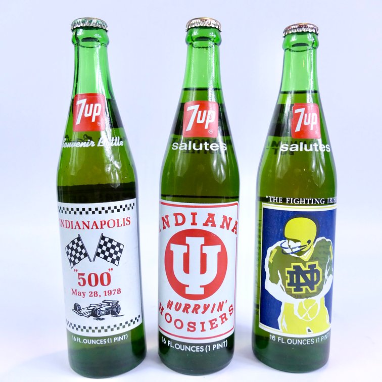 Three Collectible 7up Bottles