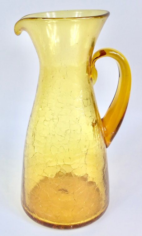 Tangerine Crackle Pitcher by Blenko