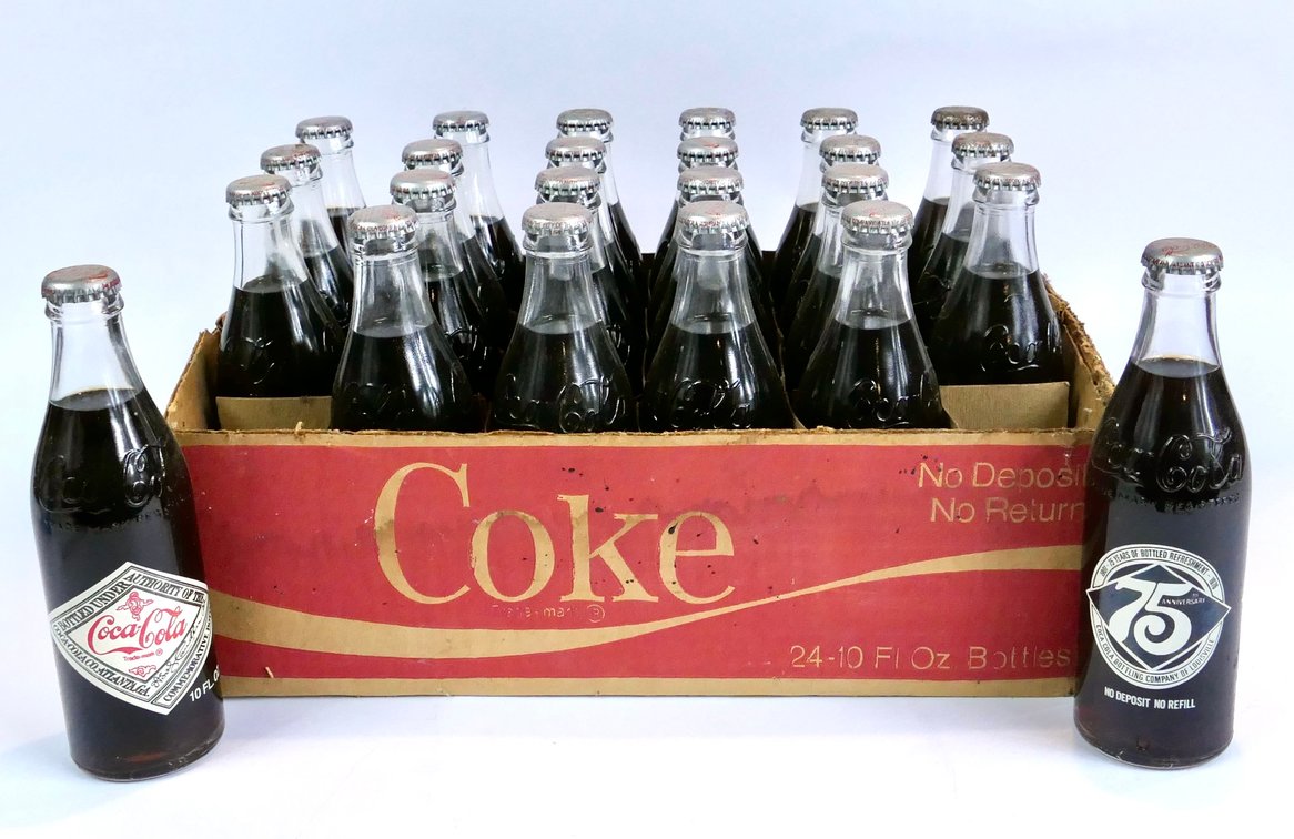 Cardboard Crate of Coke Bottles