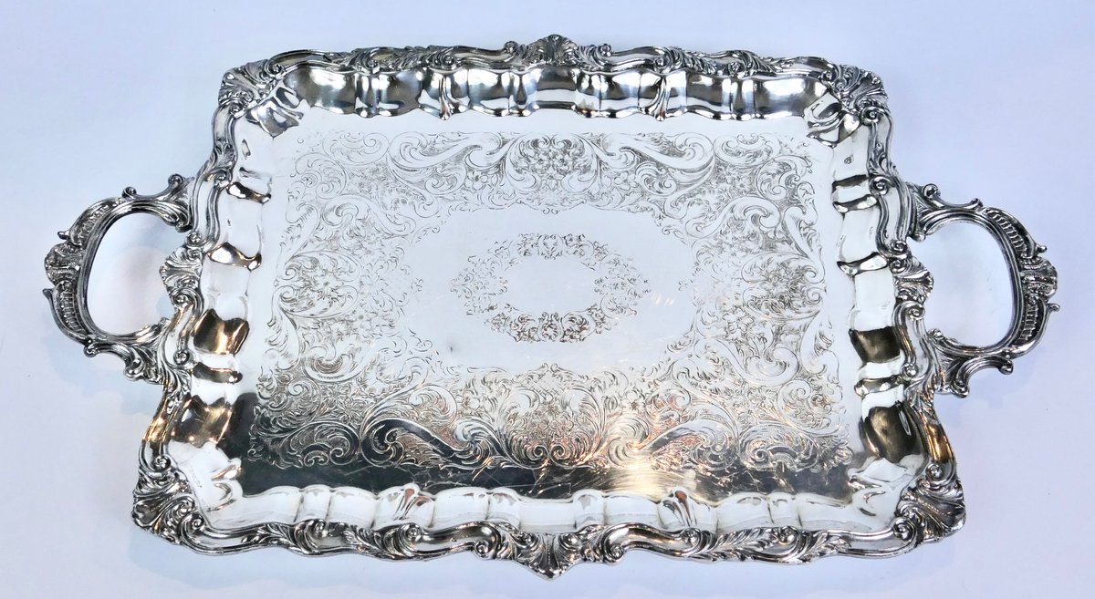 Footed Silverplate Serving Tray