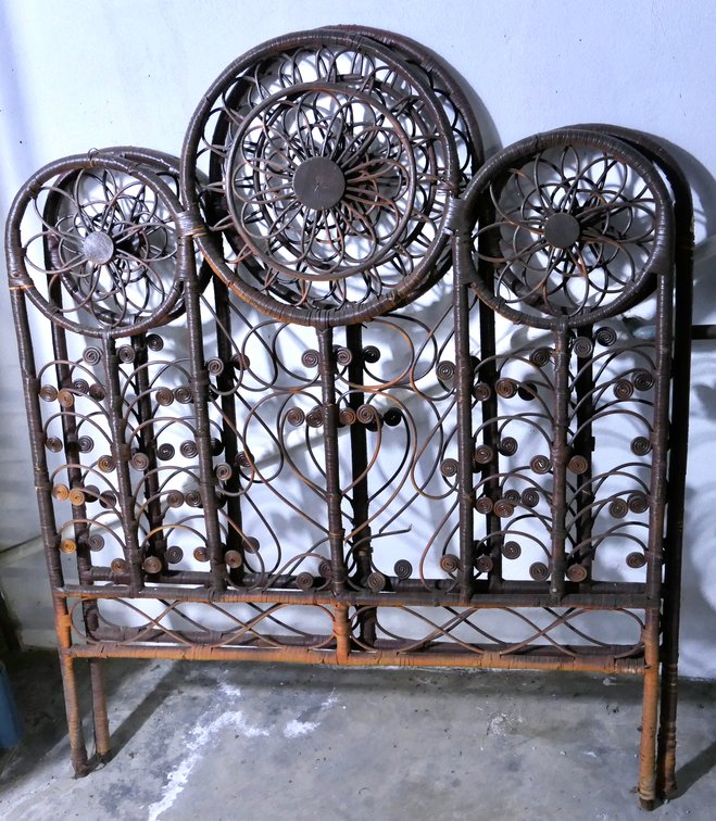 Ornate Wicker Headboard and Footboard