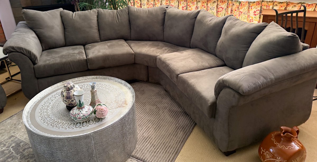 Gray Faux Suede Sectional