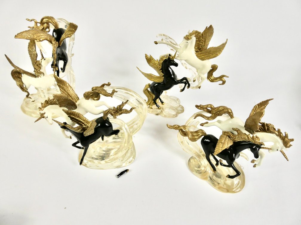 Four Hamilton Collection "Wings of Love" Unicorns