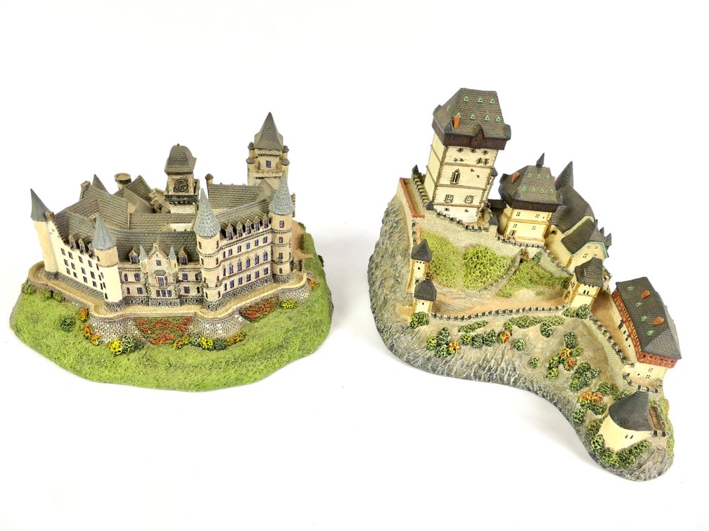 Two 1994 Danbury Mint "Enchanted Castles of Europe" Resin Castles