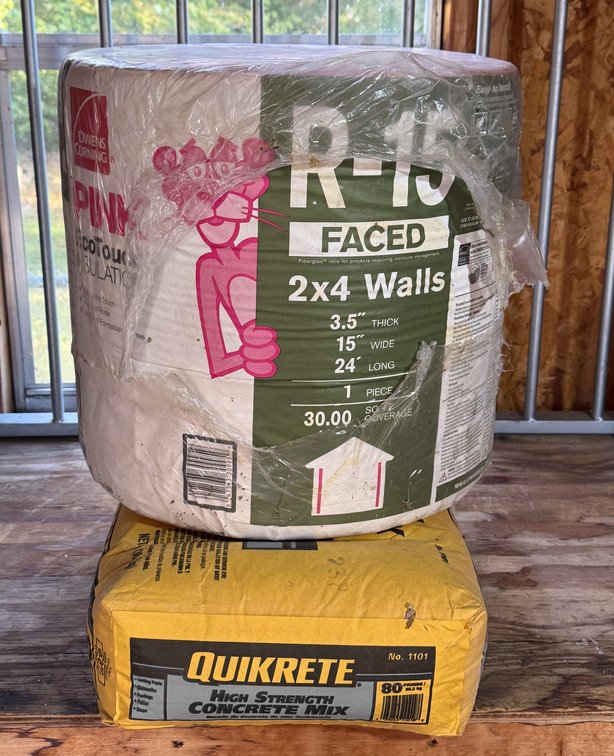 Quikrete Concrete Mix and R-15 Insulation