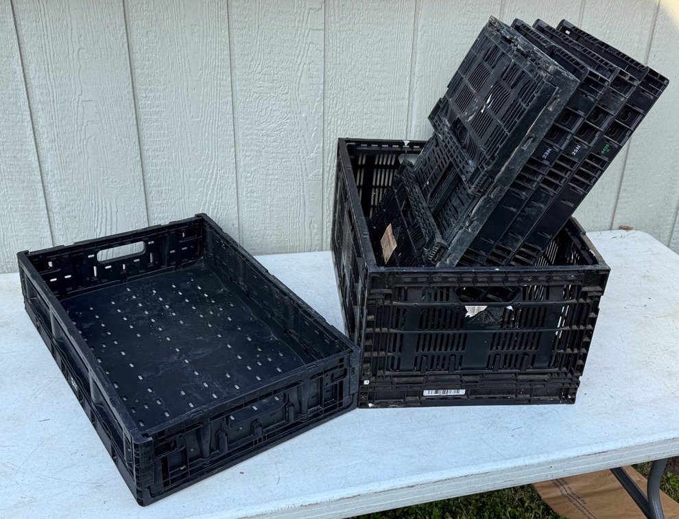 Six Collapsible Storage Crates