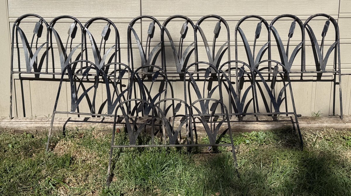 Set of Six Metal Garden Edging Fence Panels