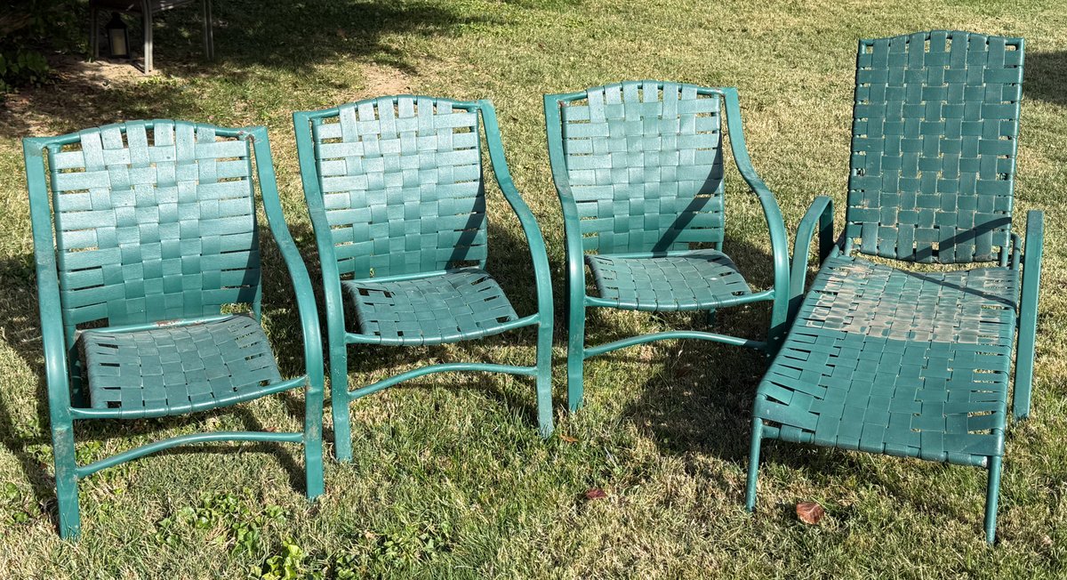 Green Patio Chairs and Chaise Lounge