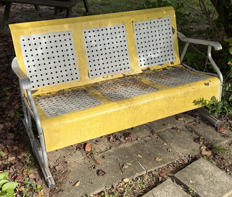 Vintage Yellow Metal Patio Glider