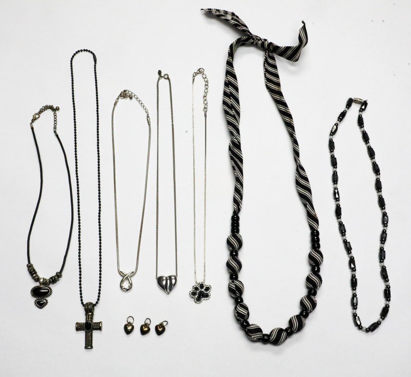 Black and Silver Tone Necklaces and Pendants