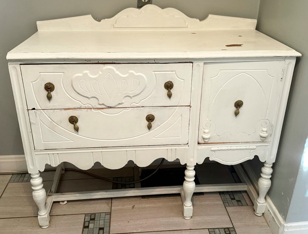 Circa 1920s Painted White Sideboard
