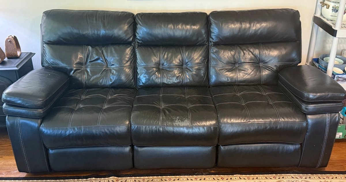 Faux Leather Triple Push Back Recliner Couch
