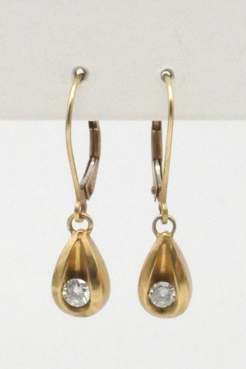 14k Gold Diamond Teardrop Earrings