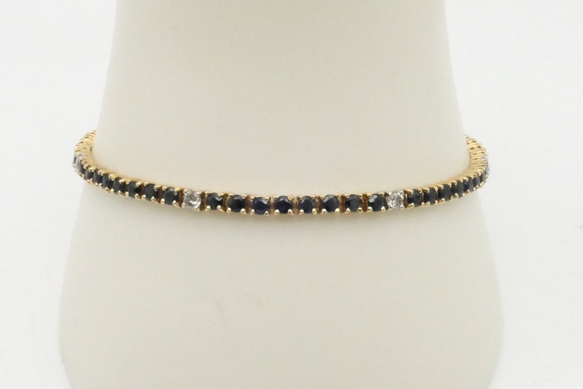14k Gold Sapphire and Diamond Tennis Bracelet