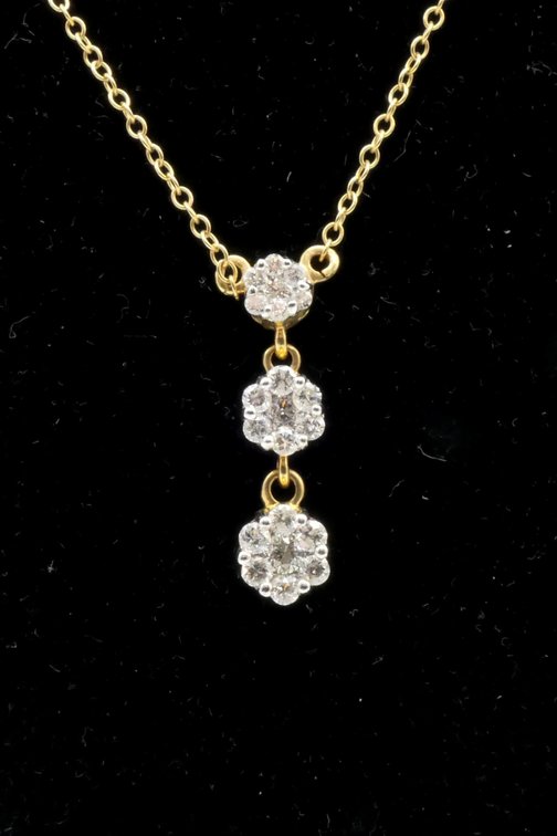 14k Gold Triple Drop Diamond Necklace