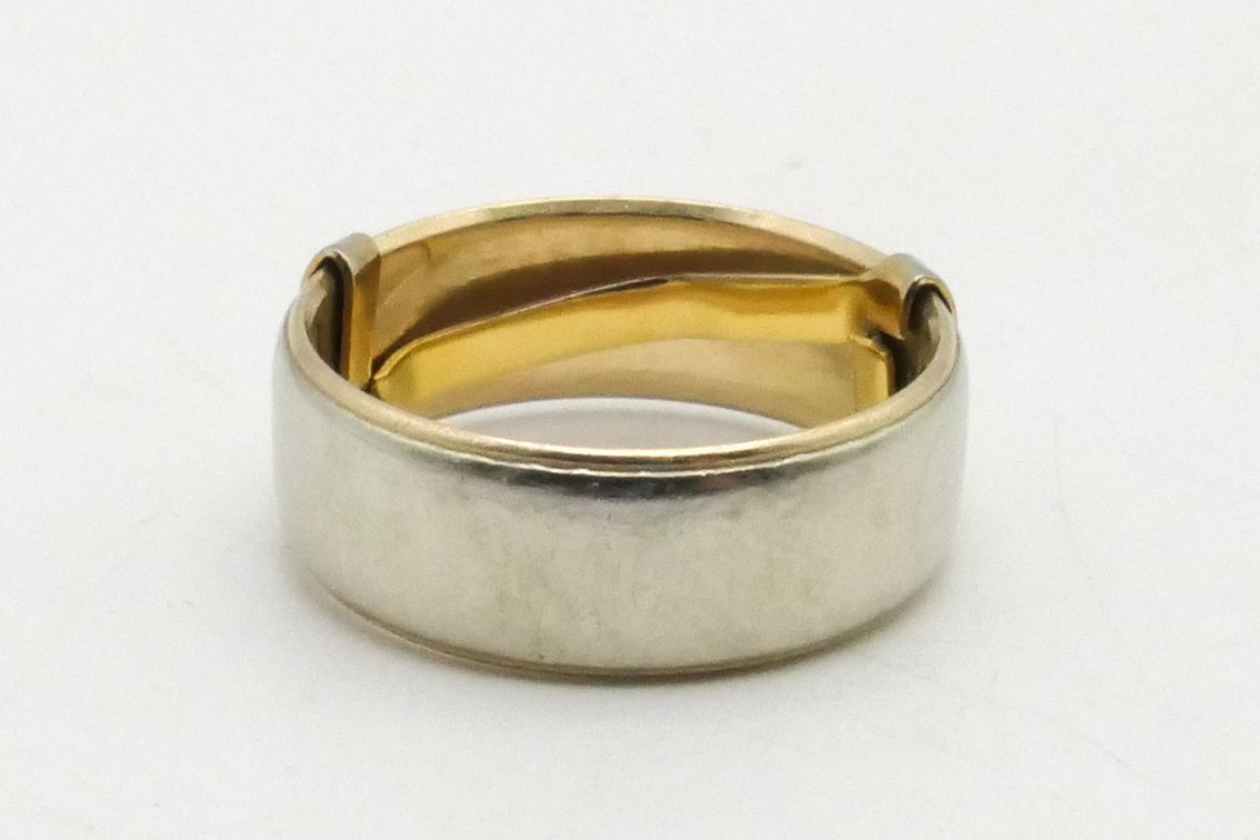 14k Two Tone Gold Wide Band Ring