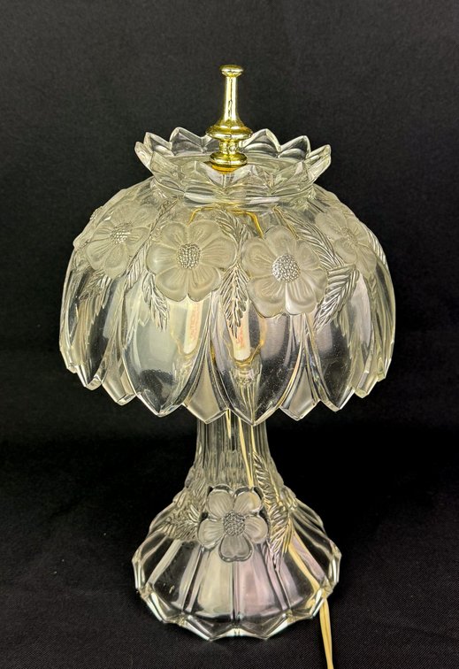 Pressed Glass Floral Table Lamp