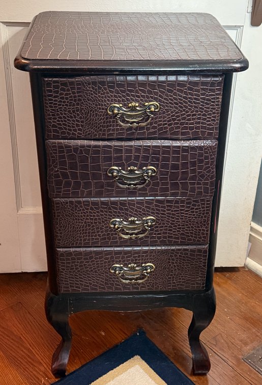 Faux Alligator Leather Surface Nightstand